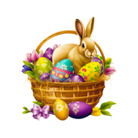 linda Pascua de Resurrección conejito con Pascua de Resurrección huevo generativo ai png
