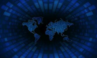 Modern Cybersecurity Technology Background with world map vector