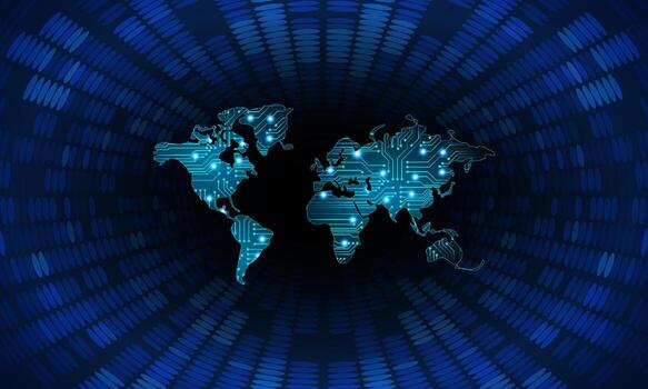Modern Cybersecurity Technology Background with world map vector