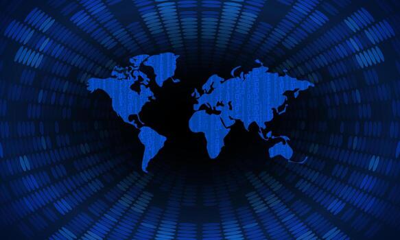Modern Cybersecurity Technology Background with world map vector