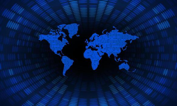 Modern Cybersecurity Technology Background with world map vector