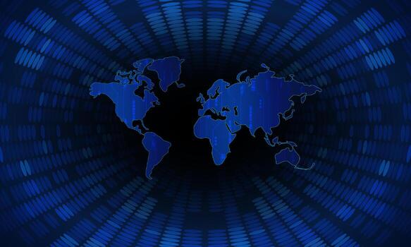 Modern Cybersecurity Technology Background with world map vector