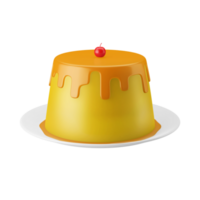Frans traditioneel pudding karamel siroop creme western voedsel toetje schotel 3d geven icoon illustratie geïsoleerd png