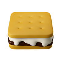 traditional s'more sandwich breakfast cracker with creamy marshmallow and chocolate western food dessert snack 3d render icon illustration isolated png