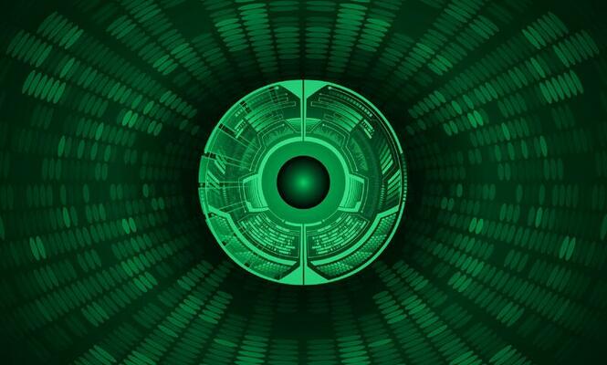 Modern Holographic Eye on Technology Background