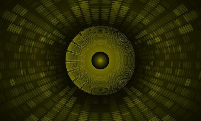 Modern Holographic Eye on Technology Background