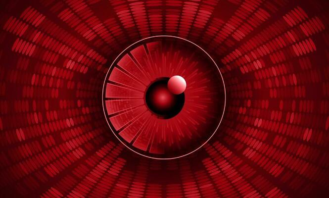 Modern Holographic Eye on Technology Background