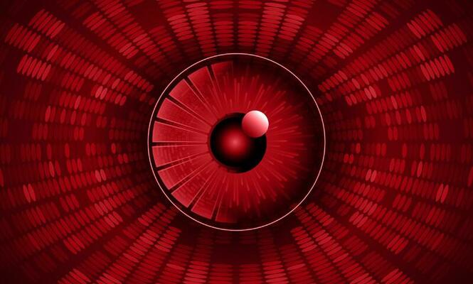 Modern Holographic Eye on Technology Background