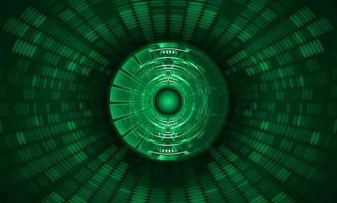 Modern Holographic Eye on Technology Background