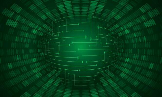 Modern Holographic Globe on Technology Background