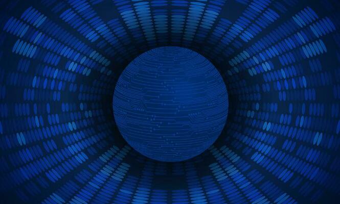 Modern Holographic Globe on Technology Background