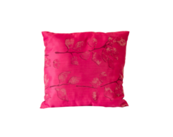 Small red pillow with beautiful pattern isolated with clipping path in png file format.