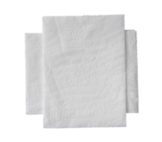 Top view of two folded pieces of white tissue paper or napkin in stack isolated with clipping path. in png file format