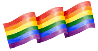 Rainbow flag watercolor painting isolate on png