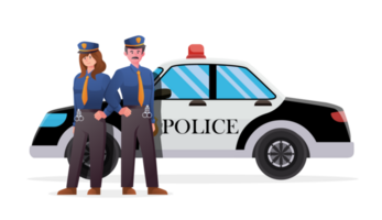 Police officer with police patrol car png