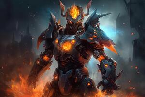 black flaming chaos knight illustration photo