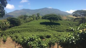 Coffee plantation. Landscape with coffee trees. photo