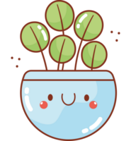 kawaii blue potted plant  png