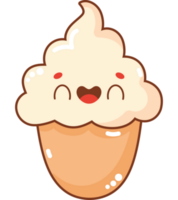 kawaii gelo creme sobre branco png