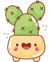 kawaii potted cactus illustration  png