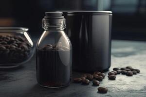 café hecho desde negro matraz ilustración generativo ai foto