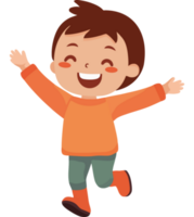 Cheerful boy running and jumping with joy  png