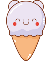 kawaii hielo crema cono terminado blanco png