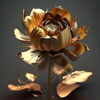 Realistic Golden Flower Created with Technology photo