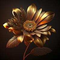 Realistic Golden Flower Created with Technology photo