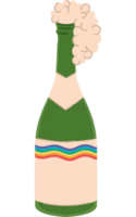 champagne bottle design with lgbtq flag png