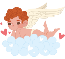 ángel acostado en un nube terminado blanco png