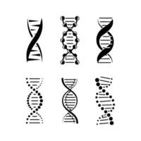 DNA helix, a genetic sign vector icons on a white background. Design elements for modern medicine, biology and science. Dark symbols of double human chain DNA molecule