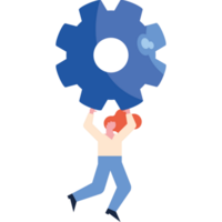 woman lifting gear cog icon png