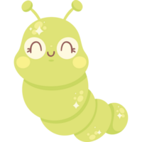 mignonne vert chenille bande dessinée personnage png