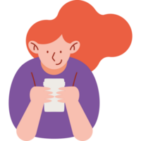 young woman using smartphone character png