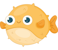 yellow blowfish swiming sealife animal png