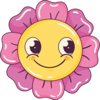 bloem glimlachen retro stijl icoon png