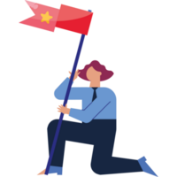 businesswoman waving success flag character png