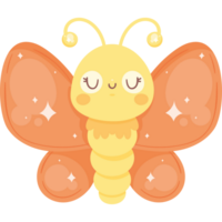 cute orange butterfly flying character png