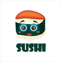 Funny sashimi vector cartoon character. Cute sashimi faces, Japanese food. Different sushi characters, vector illustration isolated on white background