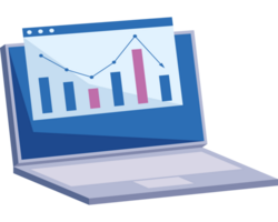 laptop with statistics template tech png