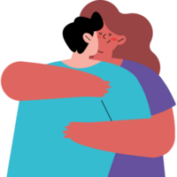 Pareja besos y abrazando caracteres png