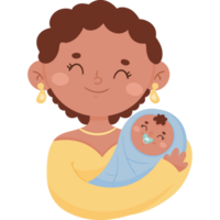 afro mother and baby characters png