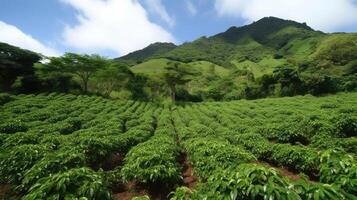 Coffee plantation. Landscape with coffee trees. photo