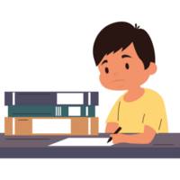 little student boy with books character png