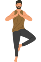 barbado hombre practicando yoga personaje png