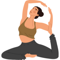 young woman practicing yoga character png