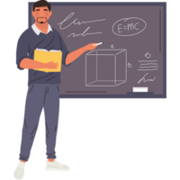 male teacher with chalkboard character png