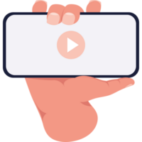 hand lifting smartphone playing video icon png