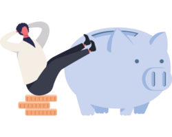 elegant businessman with piggy character png